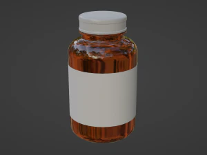 Amber Glass Pill Bottle 3D Model