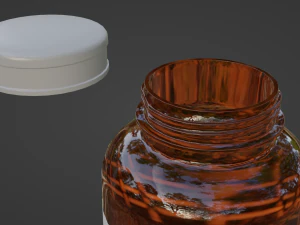Amber Glass Pill Bottle 3D Model