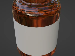 Amber Glass Pill Bottle 3D Model