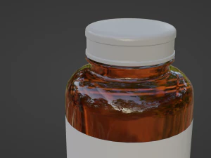 Amber Glass Pill Bottle 3D Model