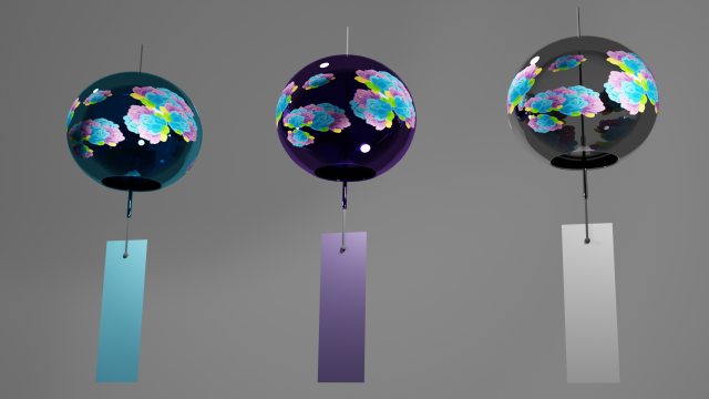 Furin - Wind Chimes 3D Model .c4d .max .obj .3ds .fbx .stl .blend 