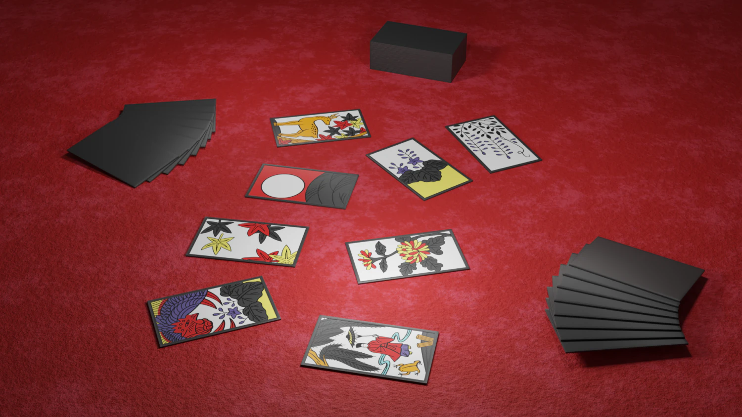 Hanafuda - Flower Cards 3D Model .c4d .max .obj .3ds .fbx .stl .blend