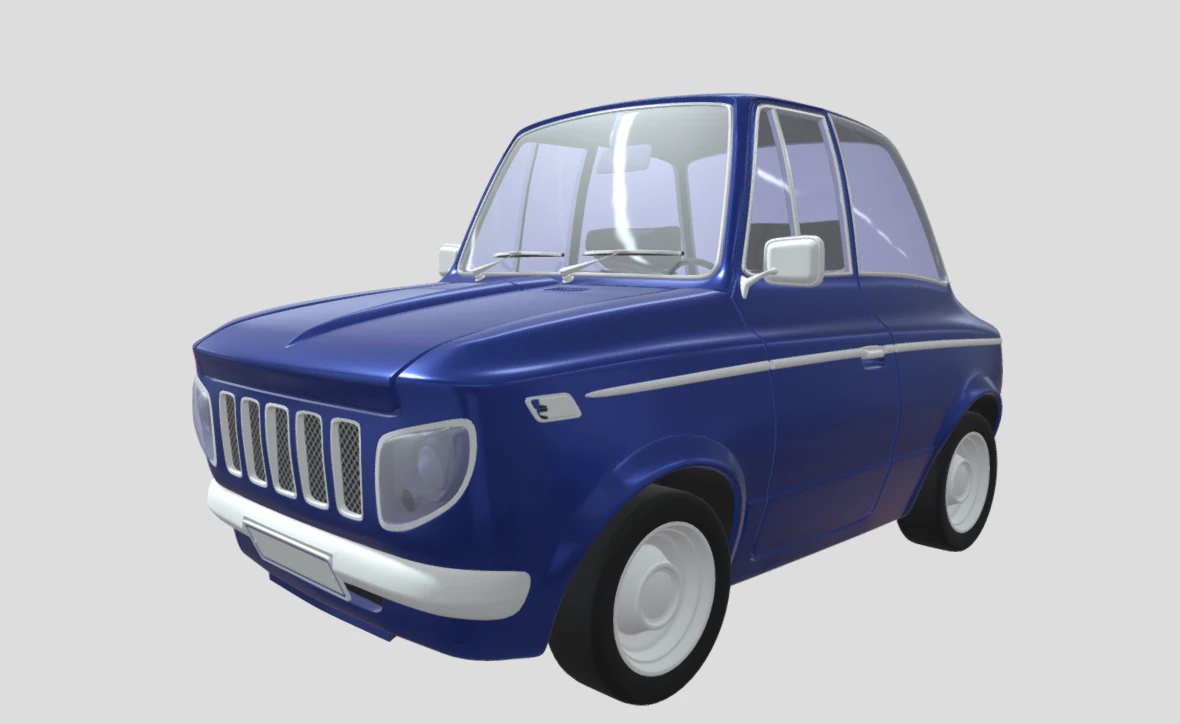 blue car 3D Model .c4d .max .obj .3ds .fbx .stl .blend 