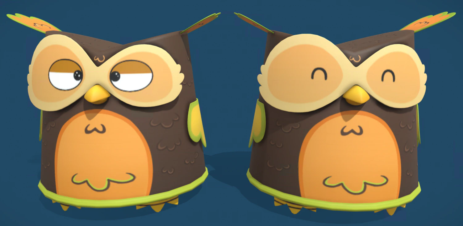 Owl cartoon 3D Model .c4d .max .obj .3ds .fbx .stl .blend 