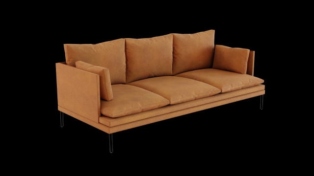modern buffalo leather couch 3D Model .c4d .max .obj .3ds .fbx .stl .blend 