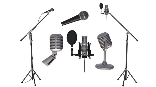 microphone collection 3D Model .c4d .max .obj .3ds .fbx .stl .blend 