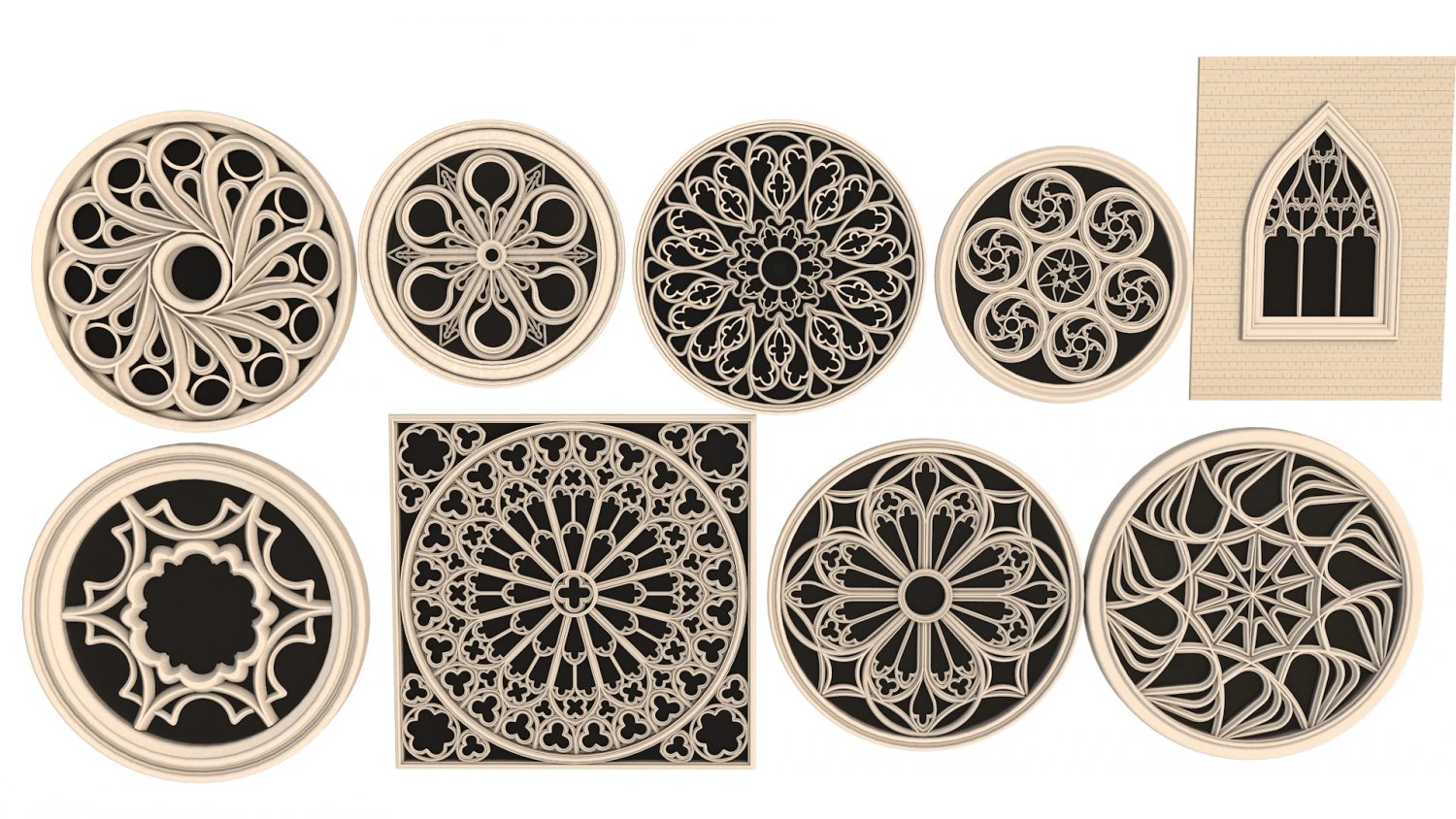 elegant gothic rose window 3D Model .c4d .max .obj .3ds .fbx .stl .blend 