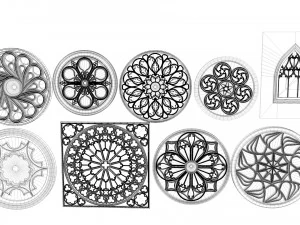 elegant gothic rose window 3D Model
