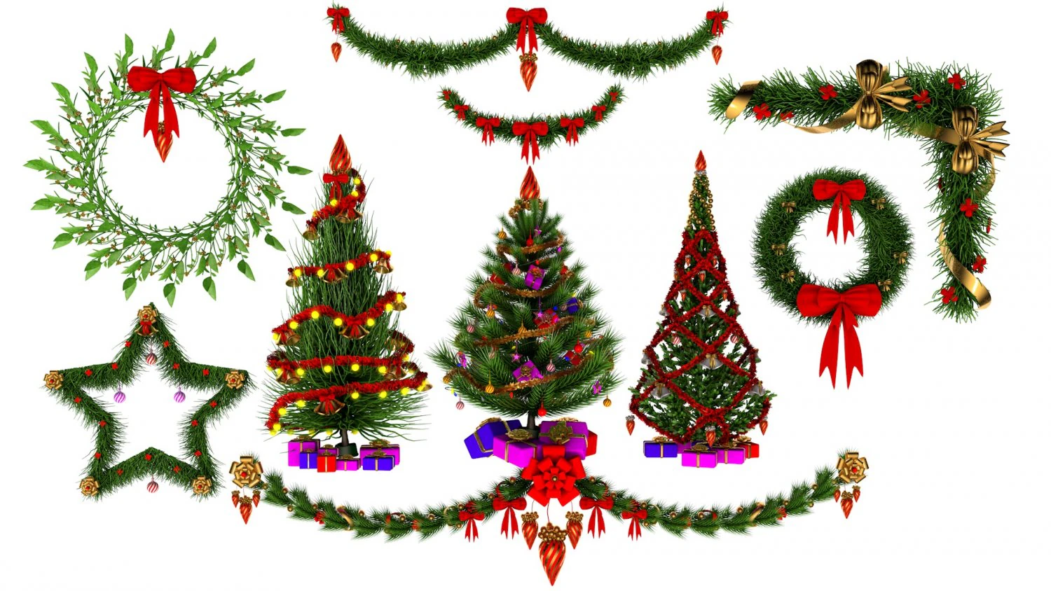 christmas wreath 3D Model .c4d .max .obj .3ds .fbx .stl .blend 