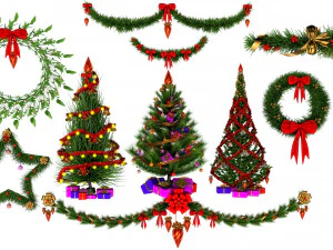 क्रिसमस पुष्पांजलि 3D मॉडल