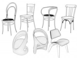 chair collection 3D मॉडल