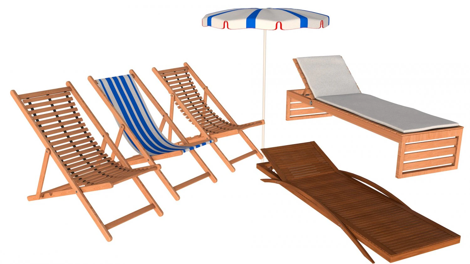 Strandkorb-Set 3D Modell .c4d .max .obj .3ds .fbx .stl .blend 