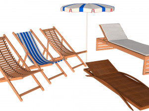 beach chair set 3Dモデル