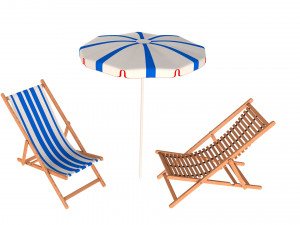 beach chair set Model 3D