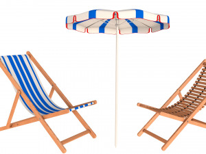 beach chair set Model 3D