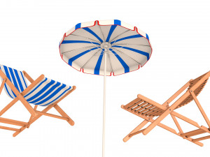 beach chair set Model 3D