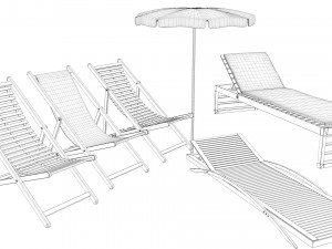 beach chair set Model 3D