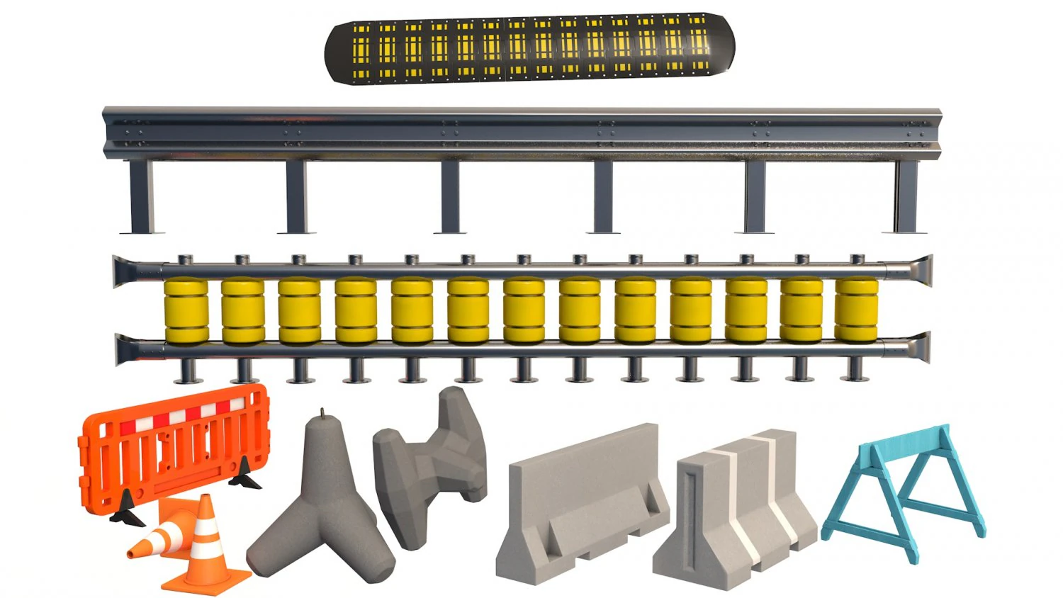road barriers 3D Model .c4d .max .obj .3ds .fbx .stl .blend 
