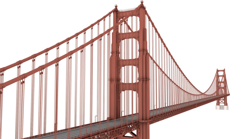 Golden Gate Bridge 3Dモデル .c4d .max .obj .3ds .fbx .stl .blend 