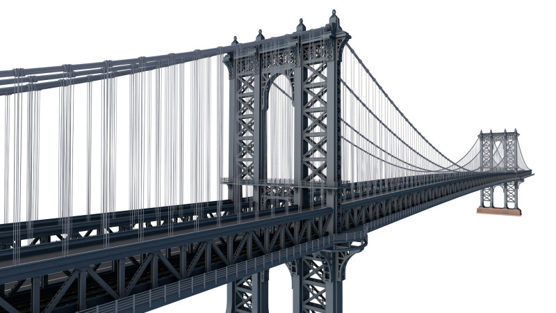 Manhattan Bridge 3D Модель .c4d .max .obj .3ds .fbx .stl .blend