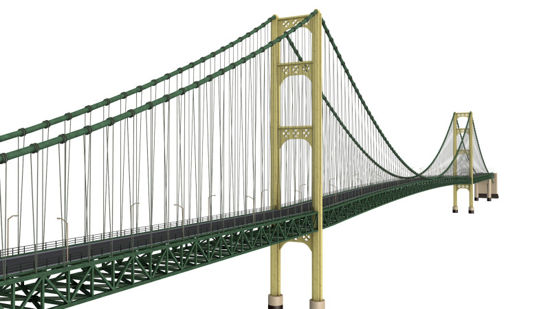 Mackinac Bridge Model 3D .c4d .max .obj .3ds .fbx .stl .blend 