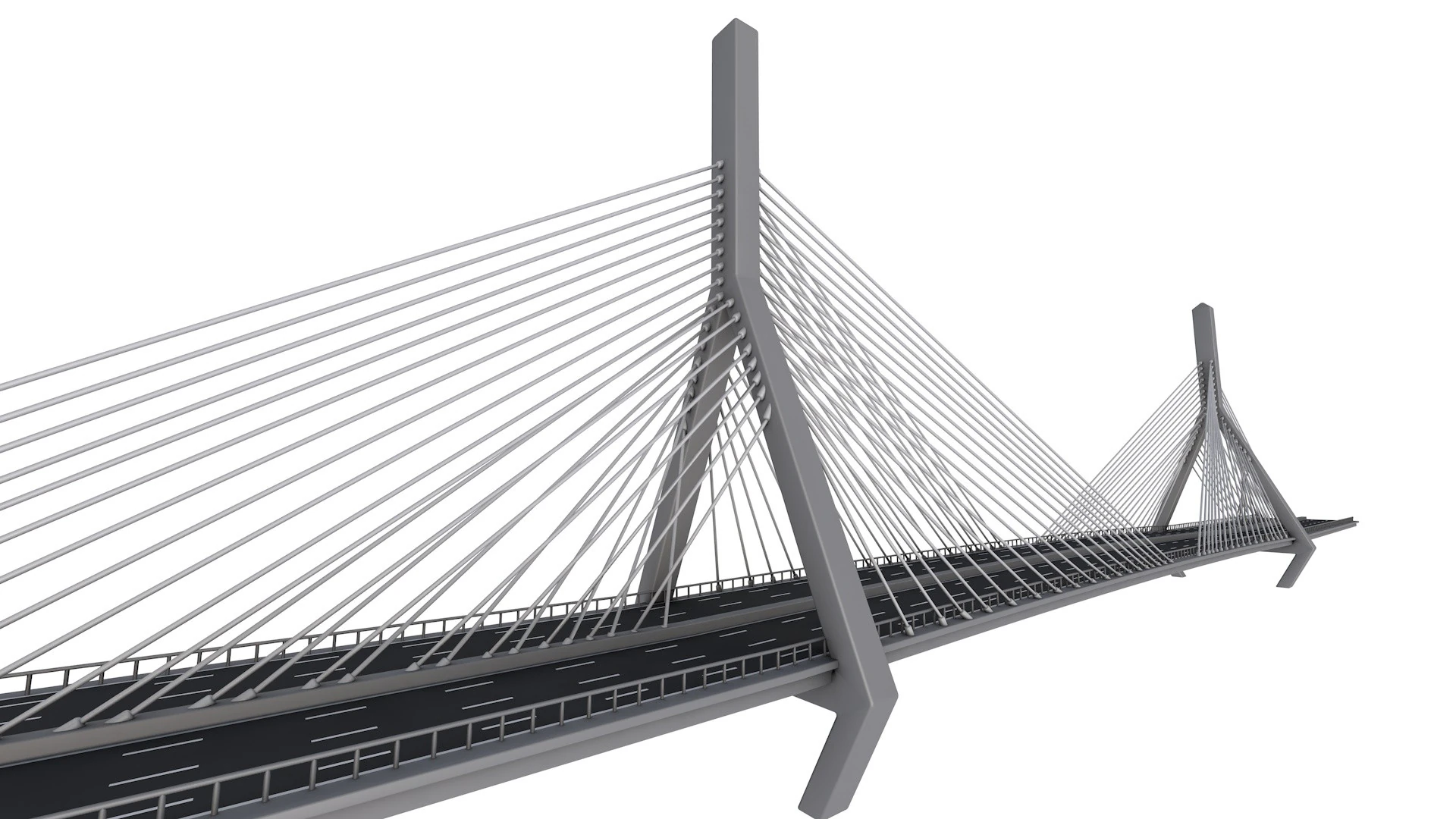 Zakim Bunker Hill Memorial Bridge 3D Model .c4d .max .obj .3ds .fbx .stl .blend 