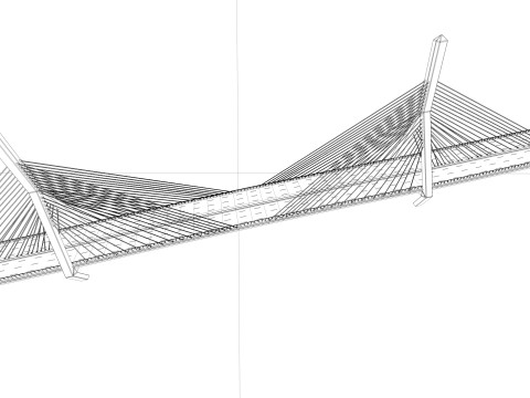 Zakim Bunker Hill Memorial Bridge 3D Model