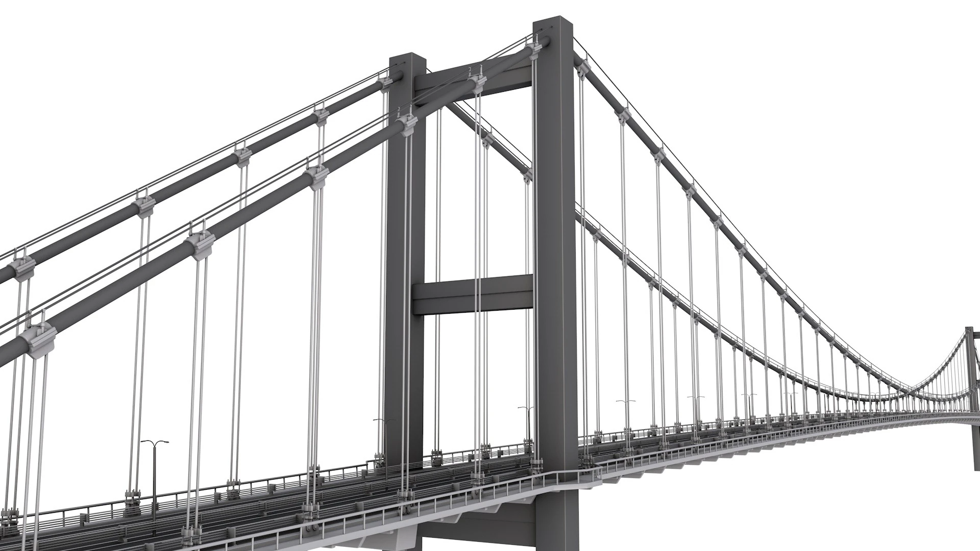 Bosphorus Suspension Bridge Structure 3D Model .c4d .max .obj .3ds .fbx .stl .blend 