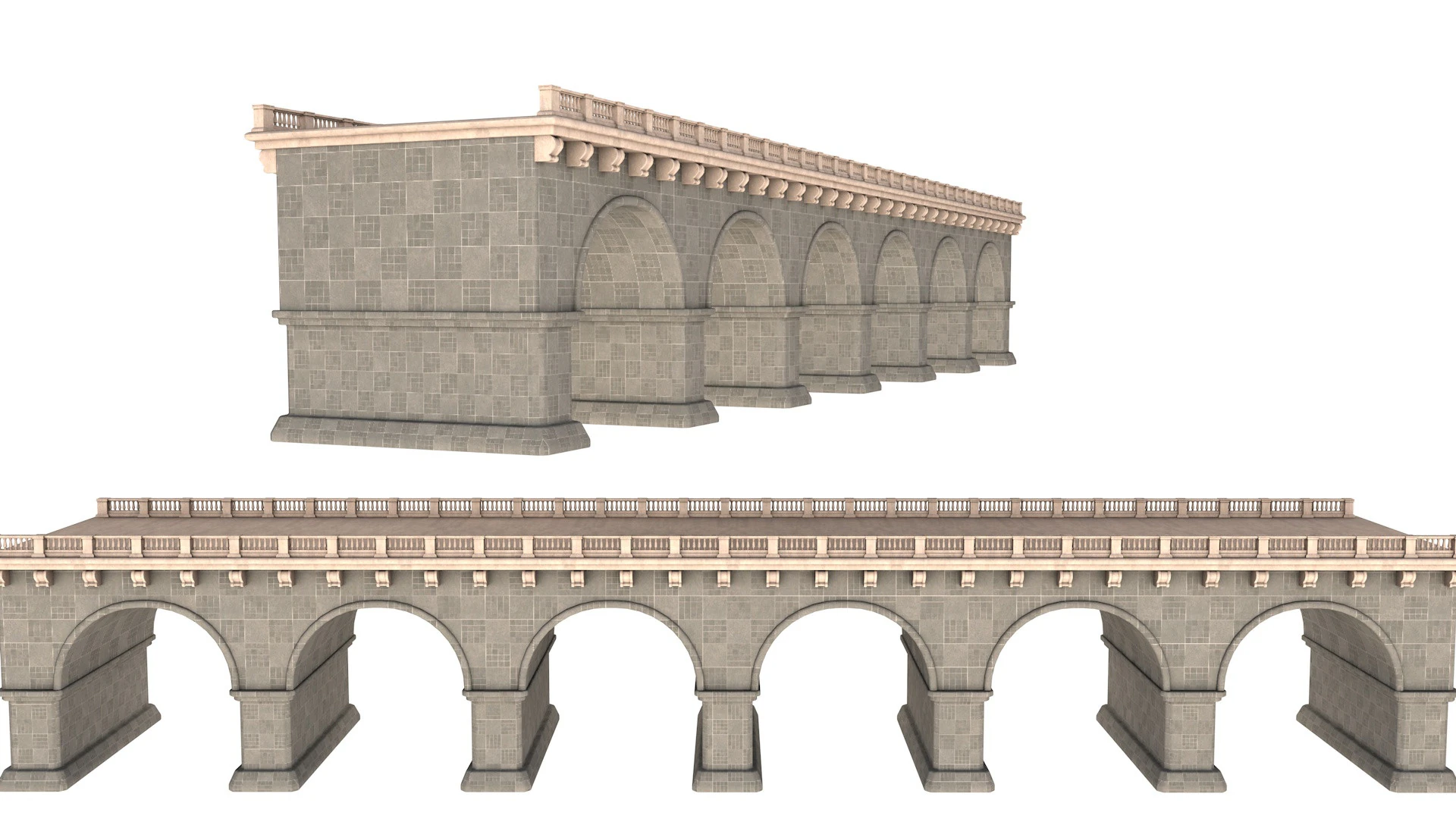 Arched stone bridge 3D Model .c4d .max .obj .3ds .fbx .stl .blend 