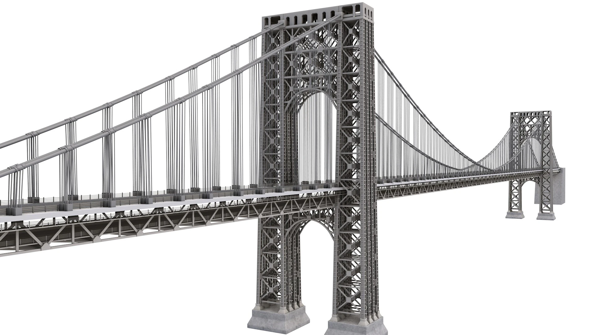George Washington Bridge 3D Model .c4d .max .obj .3ds .fbx .stl .blend 