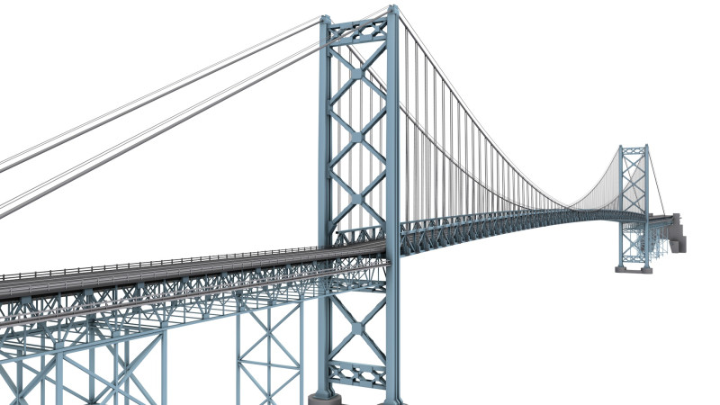 Ambassador Bridge 3D 模型 .c4d .max .obj .3ds .fbx .stl .blend 
