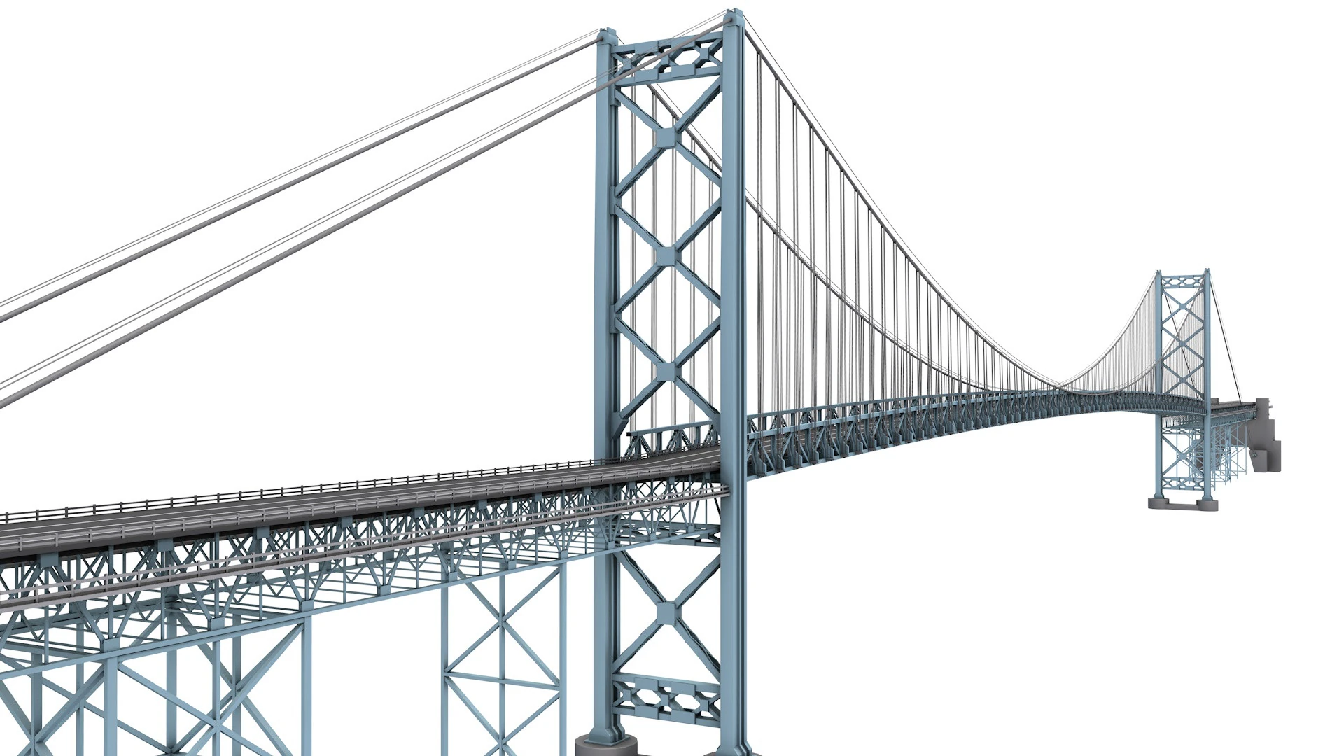Ambassador Bridge 3D Model .c4d .max .obj .3ds .fbx .stl .blend 