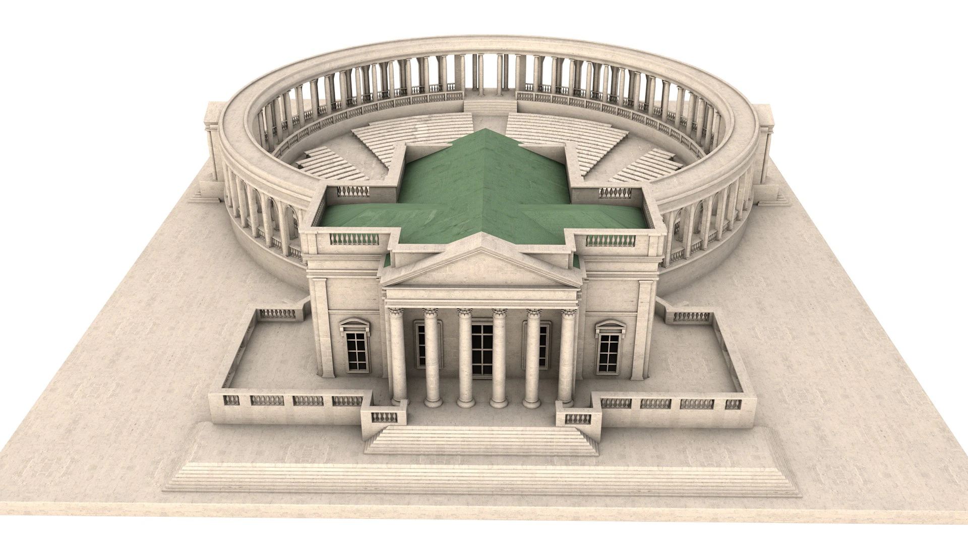 Memorial Amphitheater 3D Model .c4d .max .obj .3ds .fbx .stl .blend