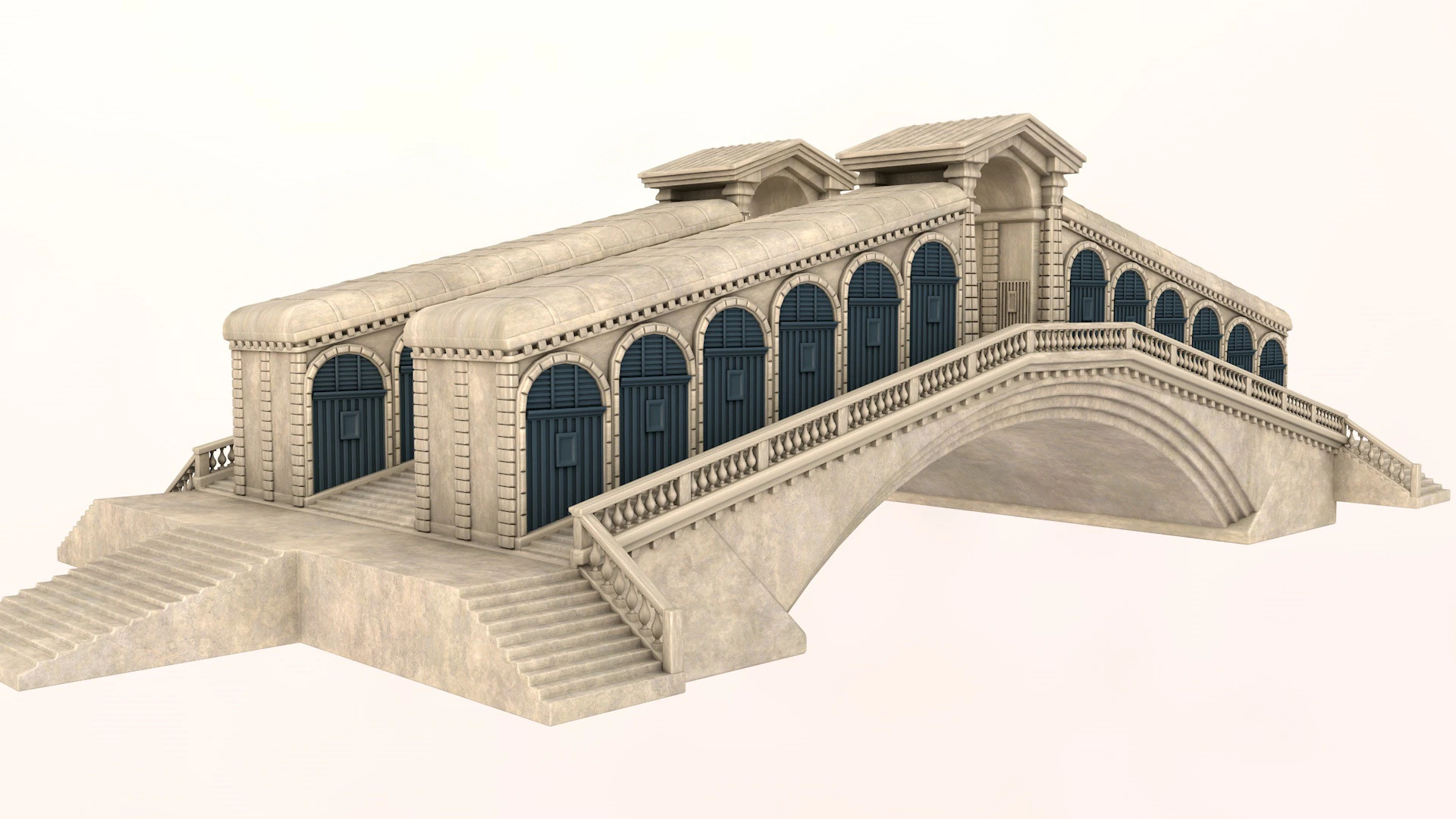 Rialto Bridge 3D Model .c4d .max .obj .3ds .fbx .stl .blend 