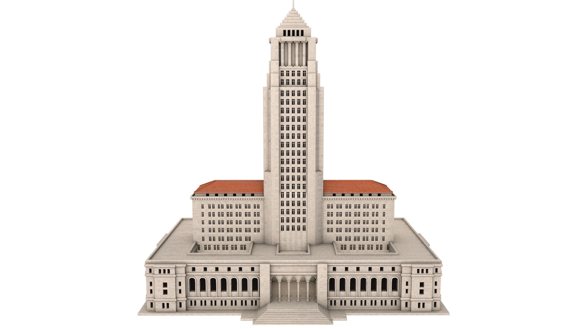 Los Angeles City Hall 3D Model .c4d .max .obj .3ds .fbx .stl .blend 