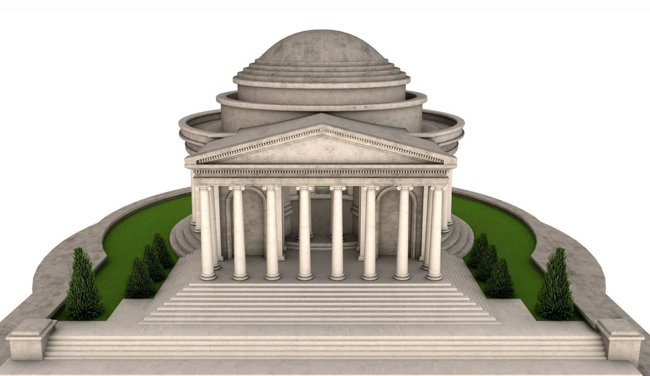Jefferson Memorial Scene 3D Model .c4d .max .obj .3ds .fbx .stl .blend