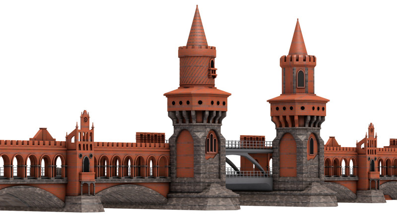 Oberbaum Bridge 3Dモデル .c4d .max .obj .3ds .fbx .stl .blend 