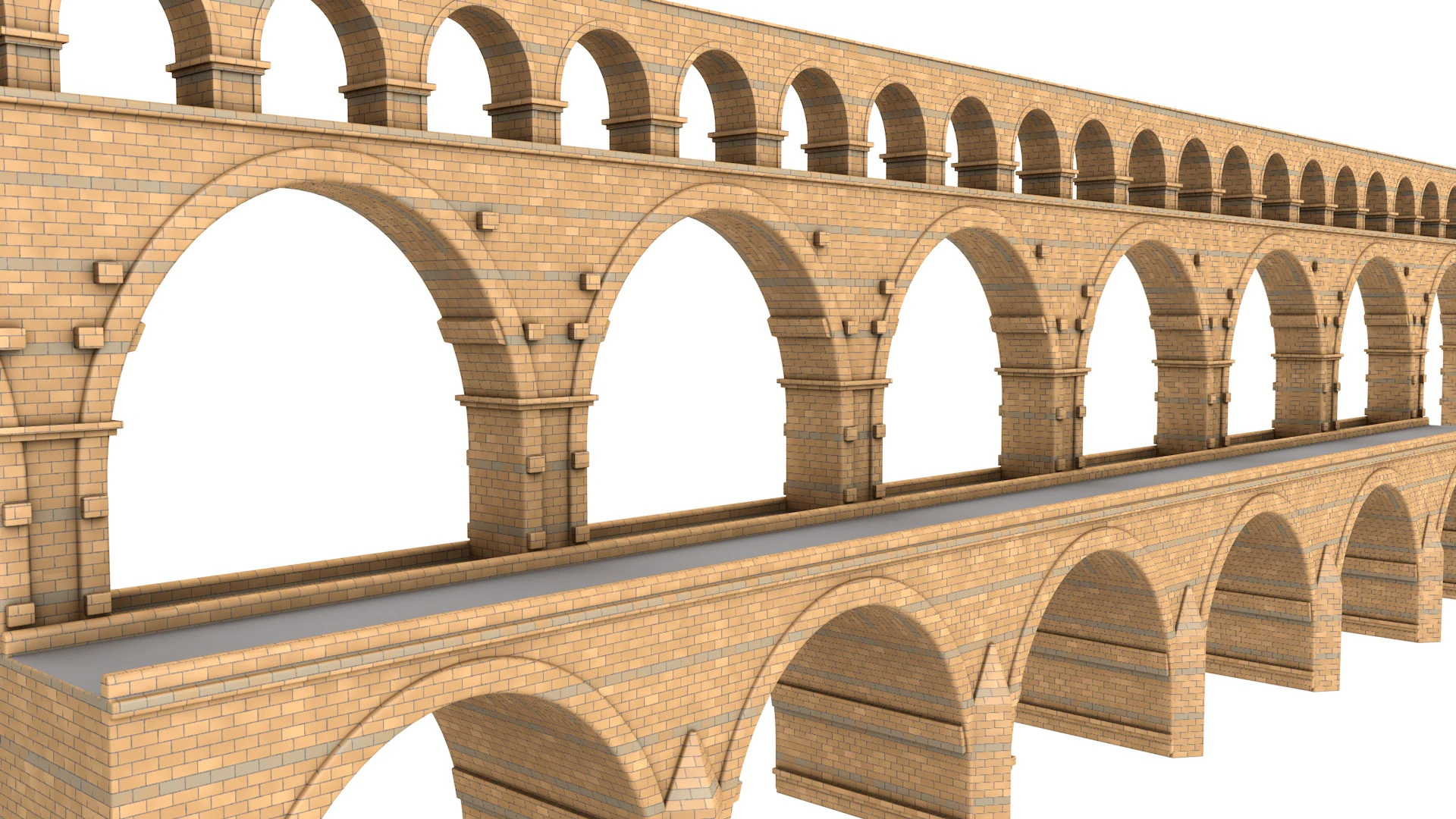 Pont Du Gard Bridge 3D Model .c4d .max .obj .3ds .fbx .stl .blend 