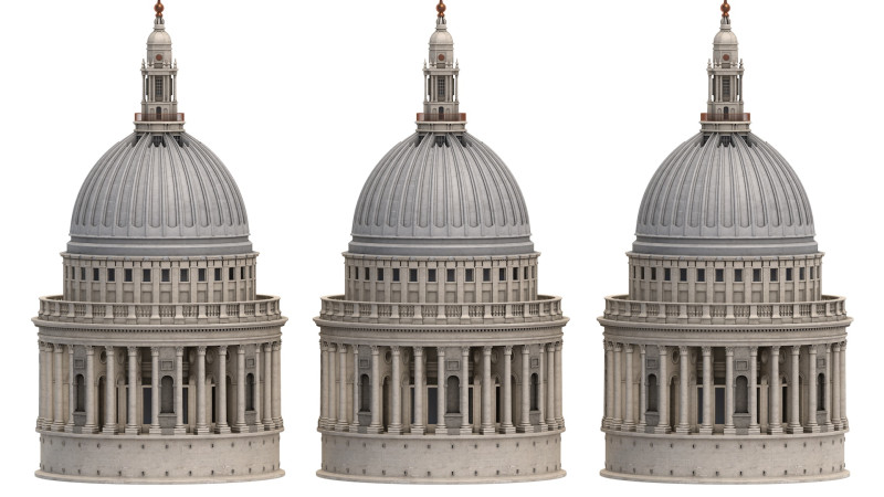 St Paul Cathedral 3D Модель .c4d .max .obj .3ds .fbx .stl .blend 