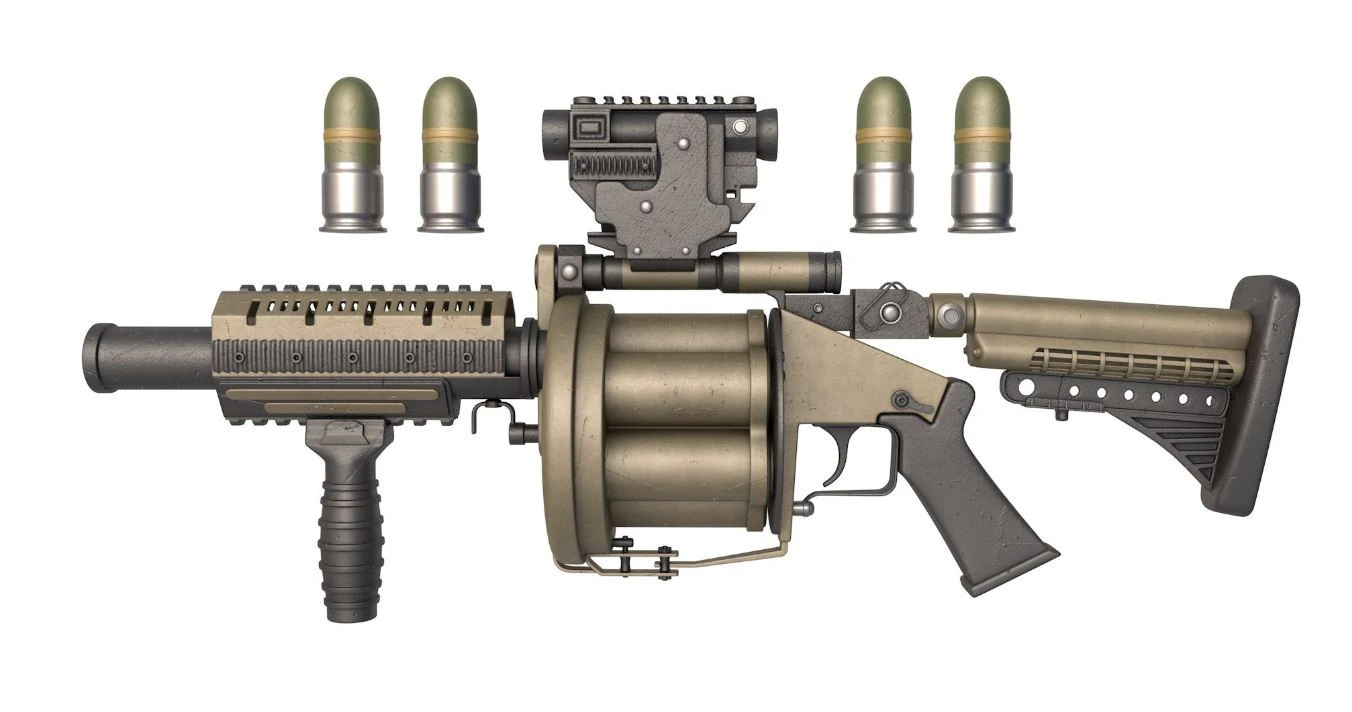 Grenade Launcher Milkor 3D Model .c4d .max .obj .3ds .fbx .stl .blend