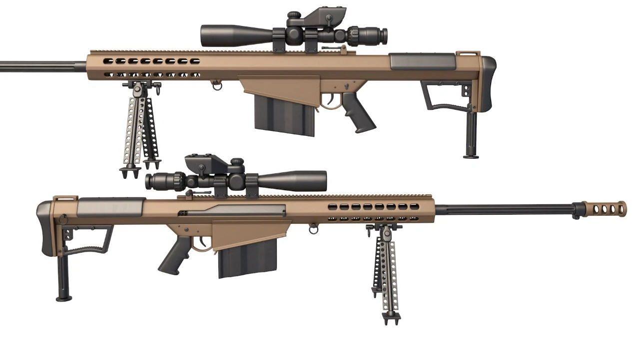 Barrett M107A1 Dust Sniper 3D Model .c4d .max .obj .3ds .fbx .stl .blend 
