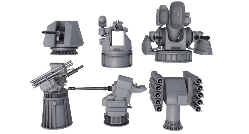Deck Guns Collection 3D Model .c4d .max .obj .3ds .fbx .stl .blend 