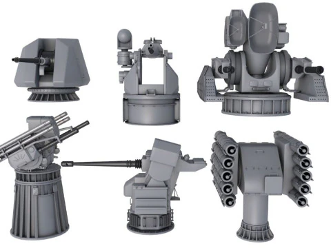 甲板枪系列 3D 模型