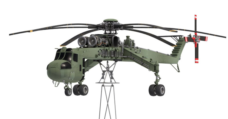 Heavy Lift Helicopter Sikorsky 3D Модель .c4d .max .obj .3ds .fbx .stl .blend