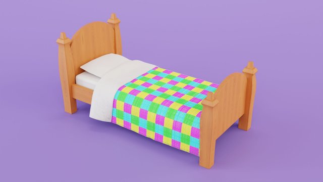 Stylized Bed 3D Модель .c4d .max .obj .3ds .fbx .stl .blend 