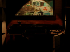 중간 테이블이지만 으스스한 방에 있음 3D 모델