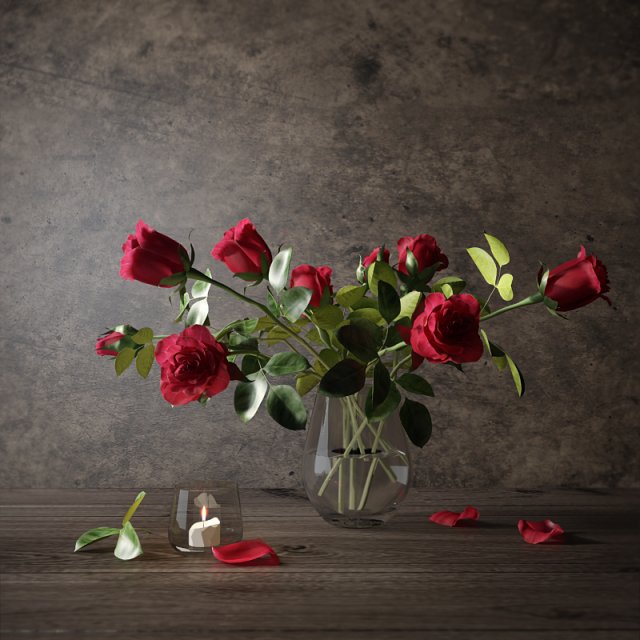 red flower 3D 모델 .c4d .max .obj .3ds .fbx .stl .blend 