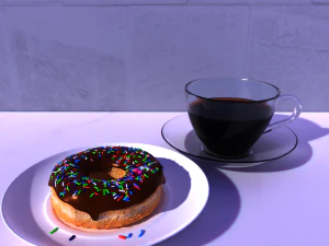 пончик и чашка 3D Модель