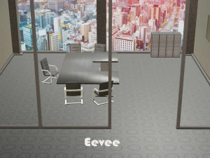 office with table and chairs low-poly 3D Model