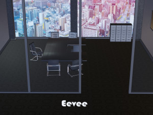 office with table and chairs low-poly 3D Model